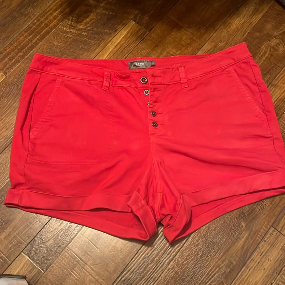 Bright summery red shorts. Torrid size 22 4” inseam shorts.